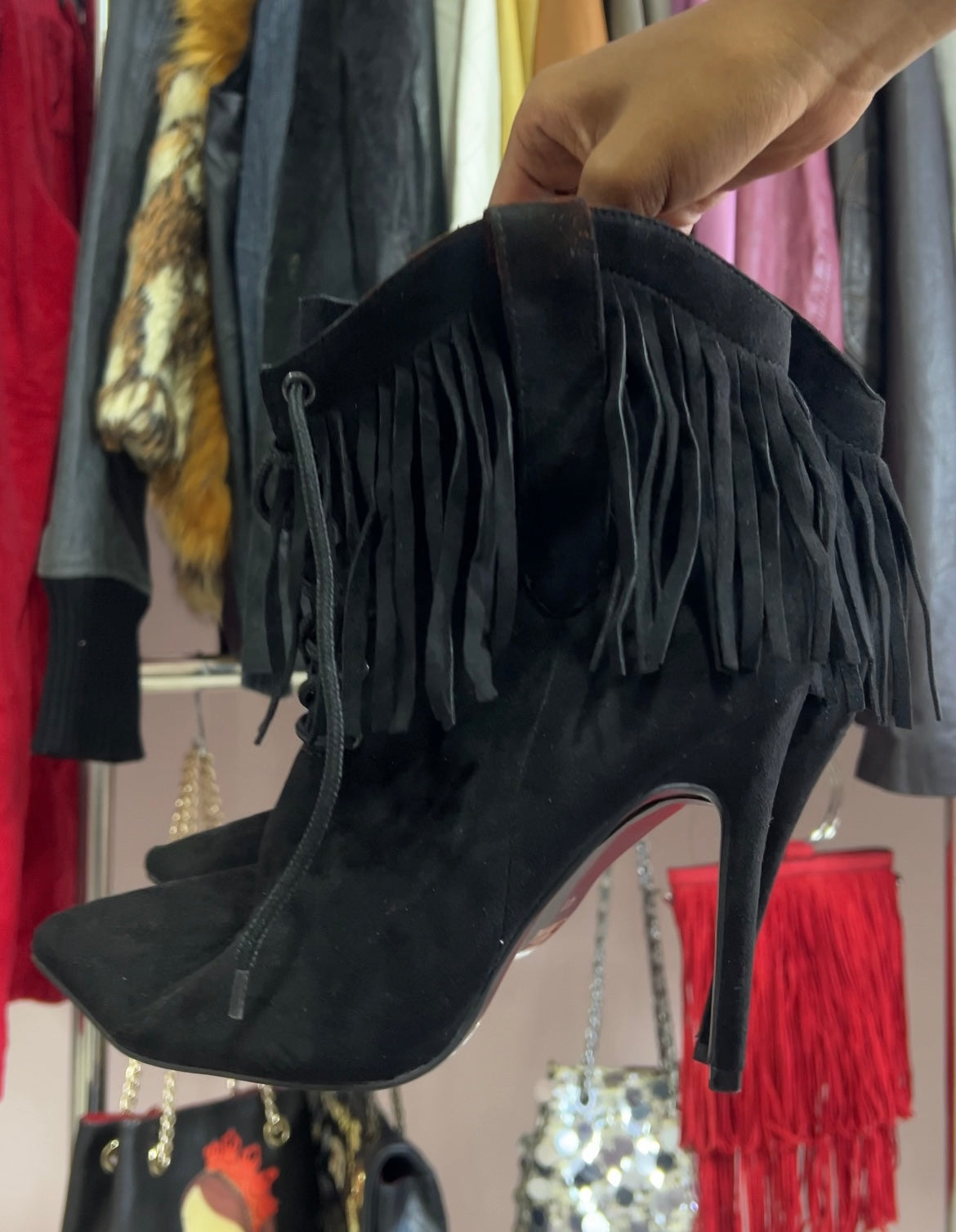 Fringe ankle boots