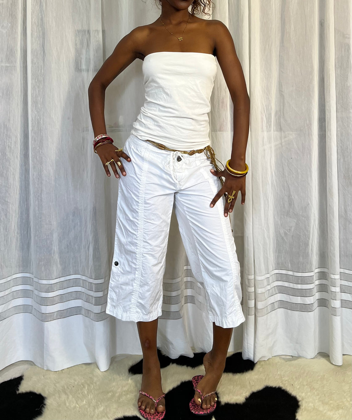 White ruched bandeau top