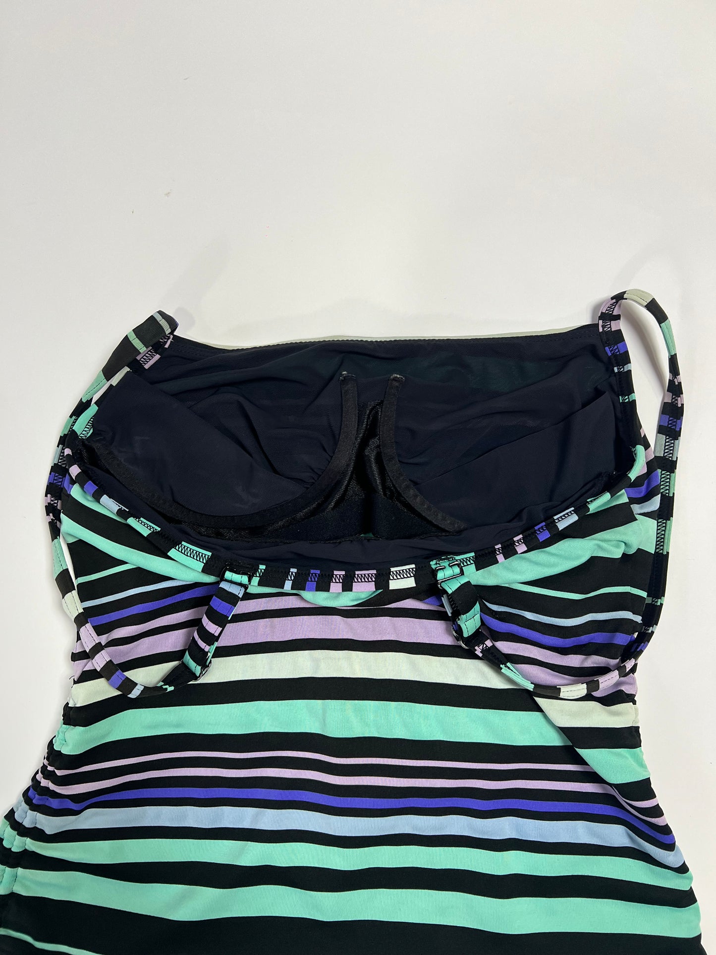Mint Stripe Ruched Tankini Top