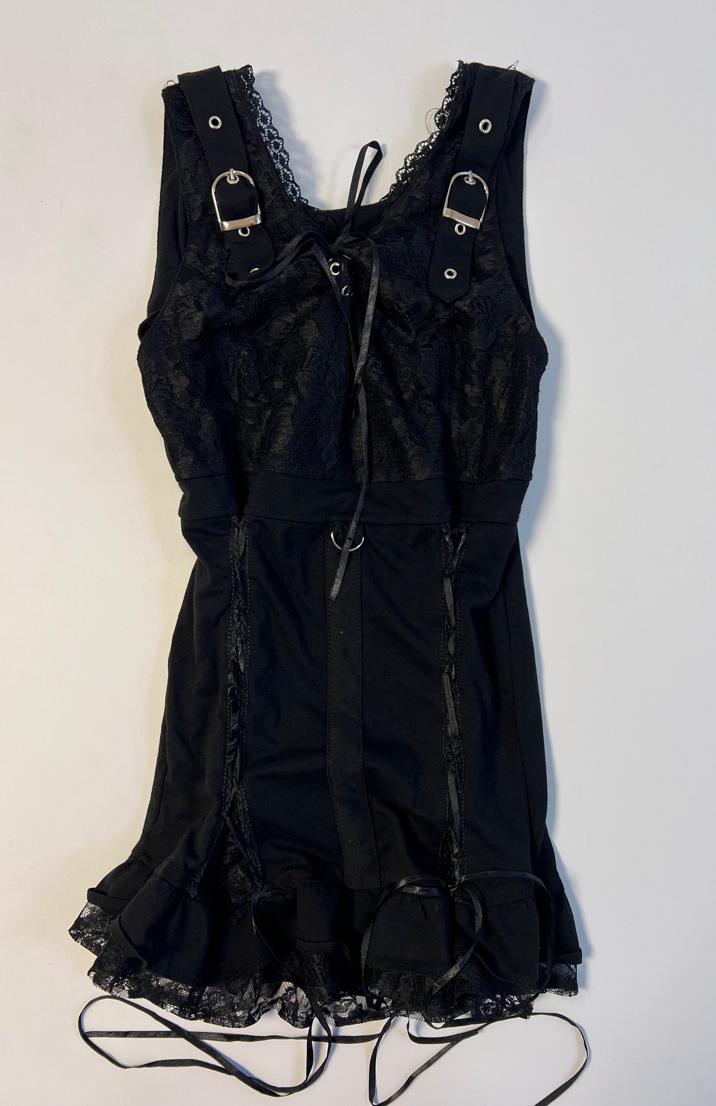 Black Lace Trim Corset Top