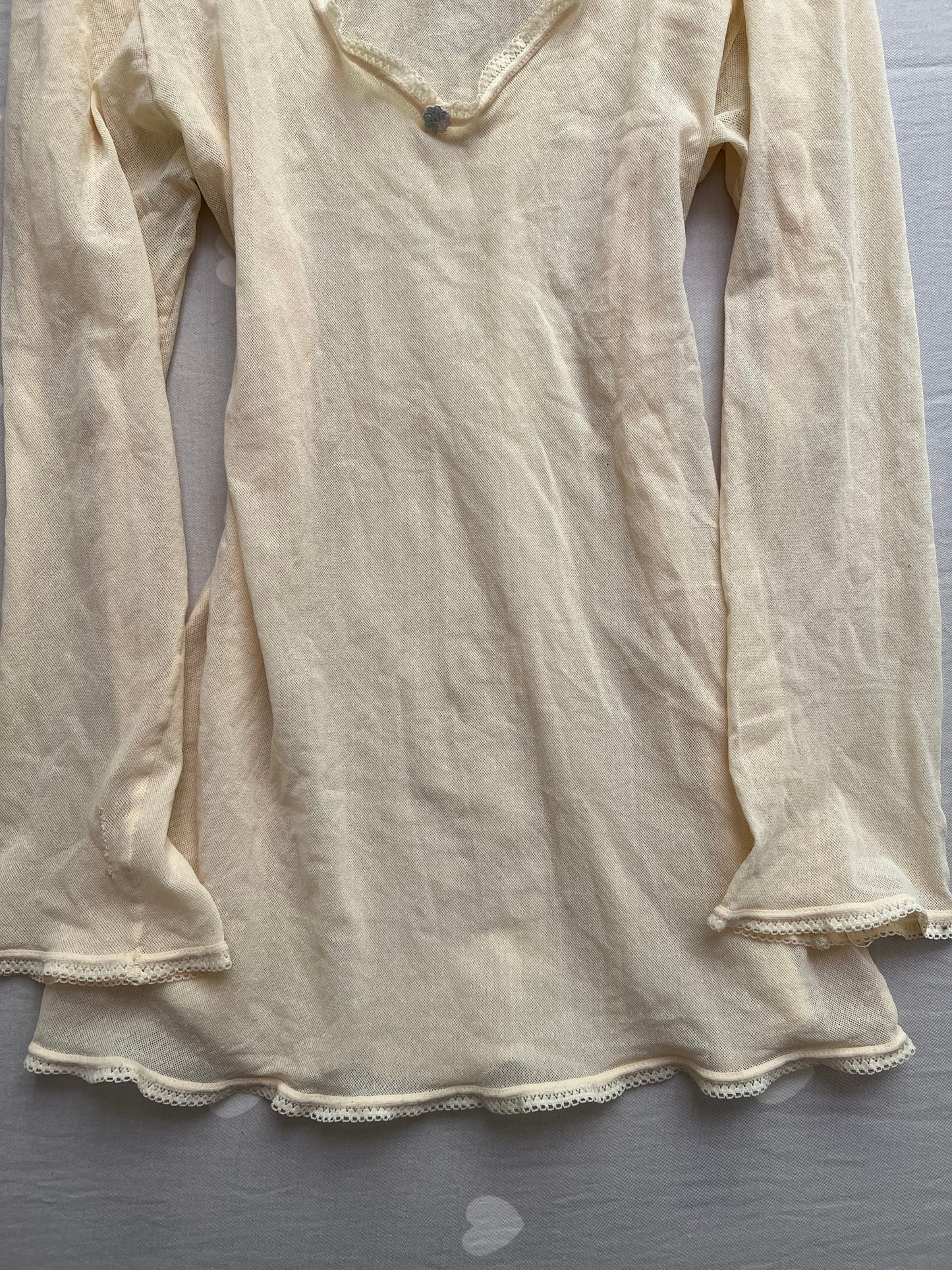 Butter yellow mesh long sleeve