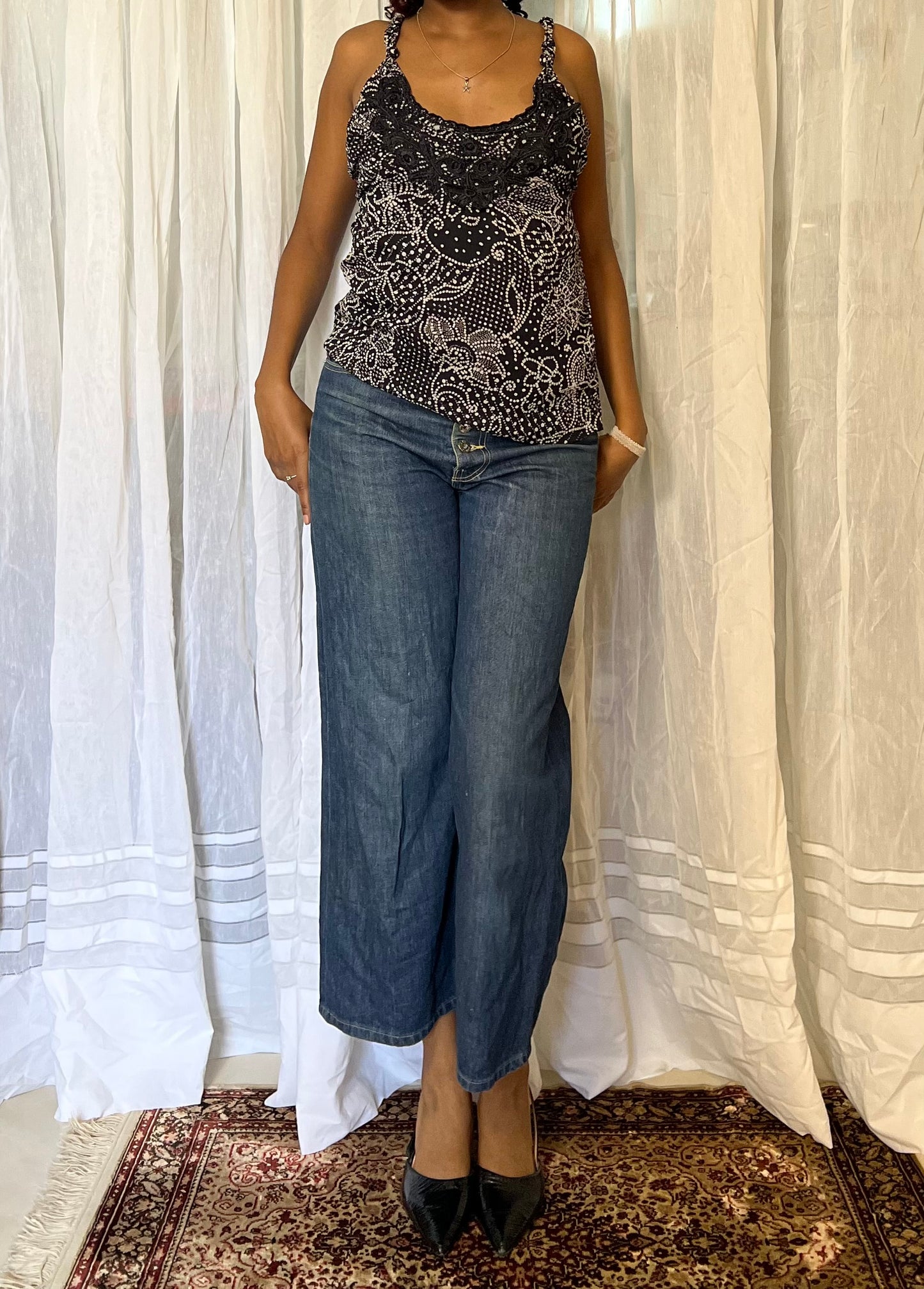 Floral print baby doll top