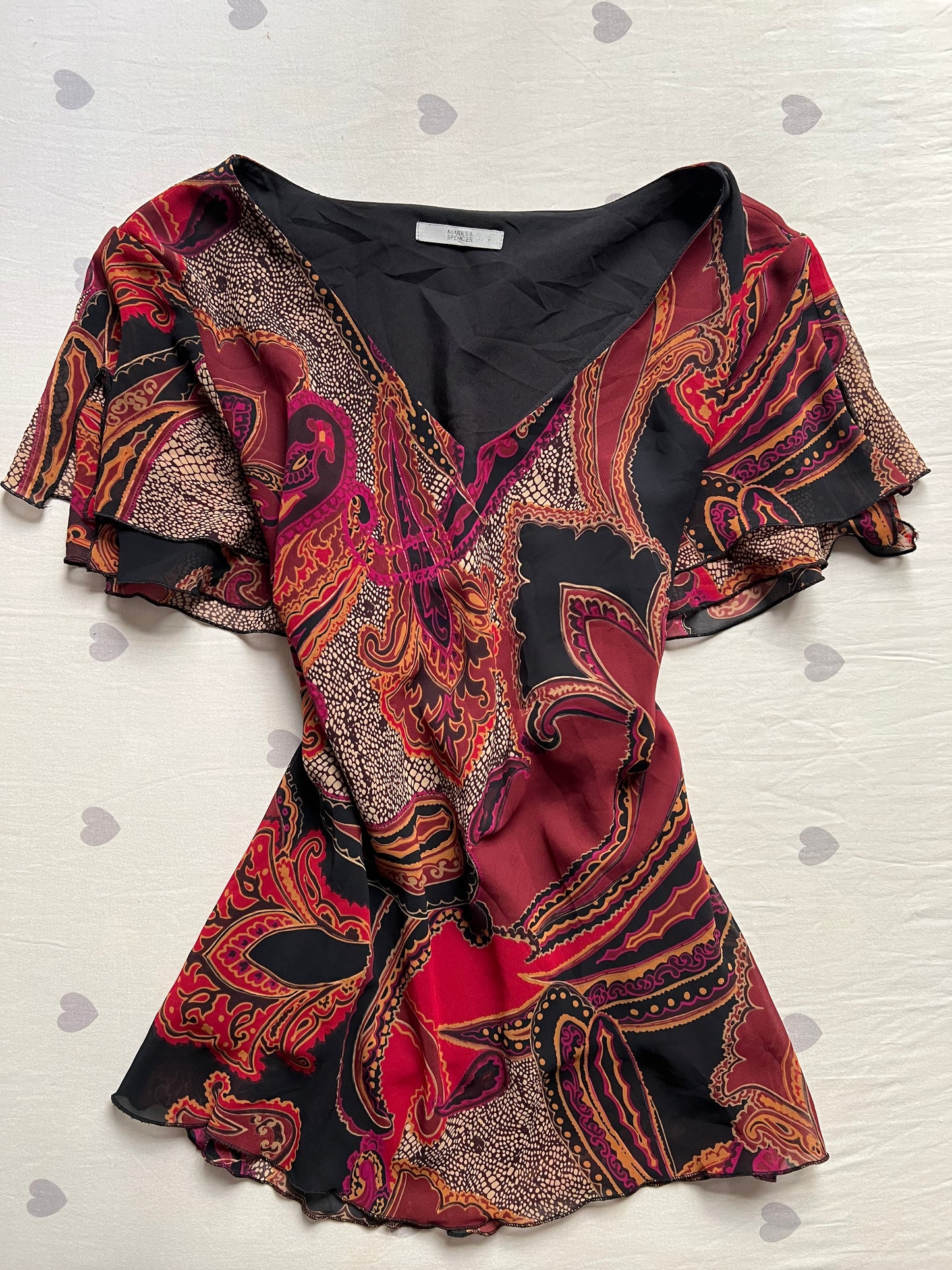 Floral whimsy chiffon top