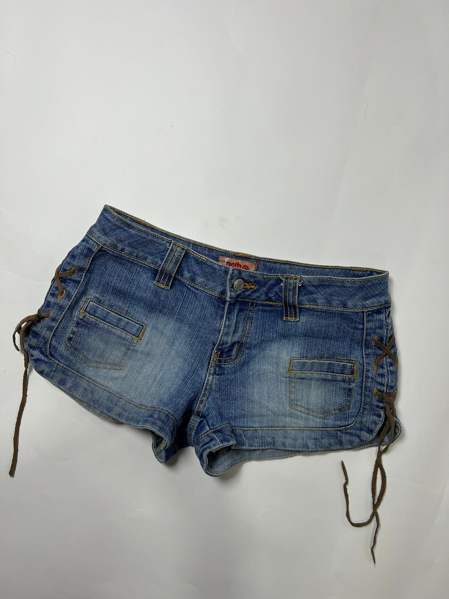 Lace-Up Denim Micro Shorts