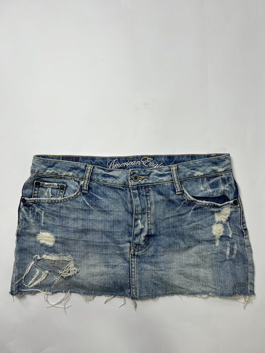 American Eagle Distressed Denim Mini Skirt