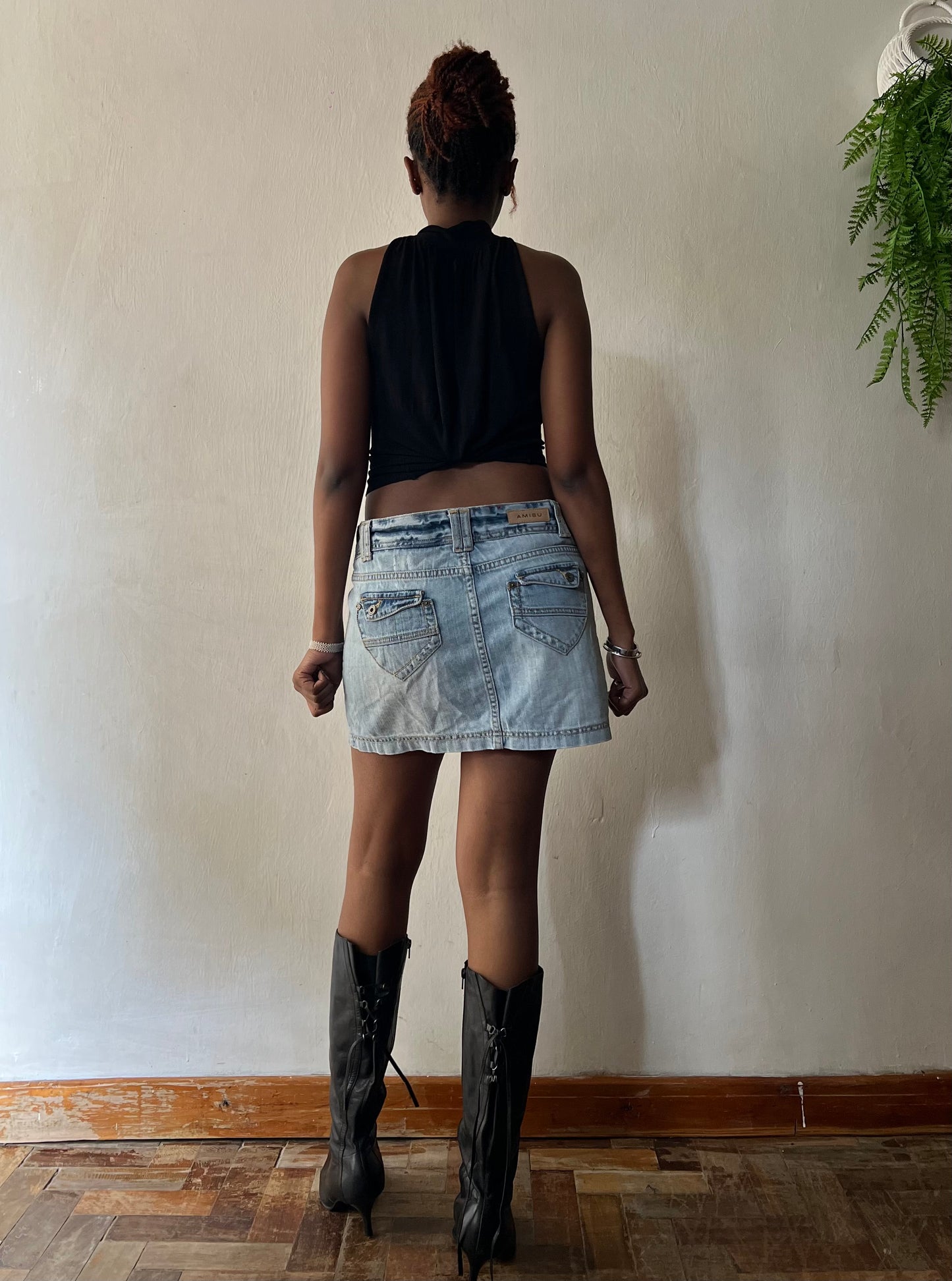 Y2k denim mini skirt
