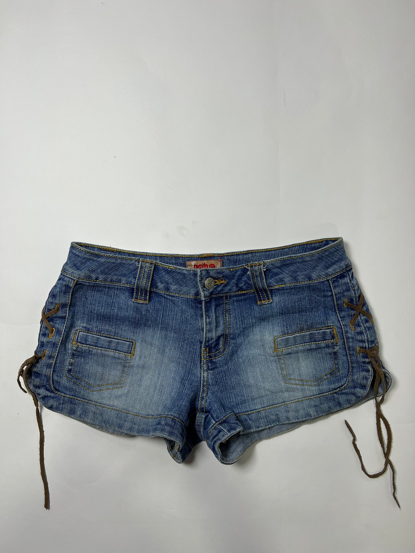 Lace-Up Denim Micro Shorts