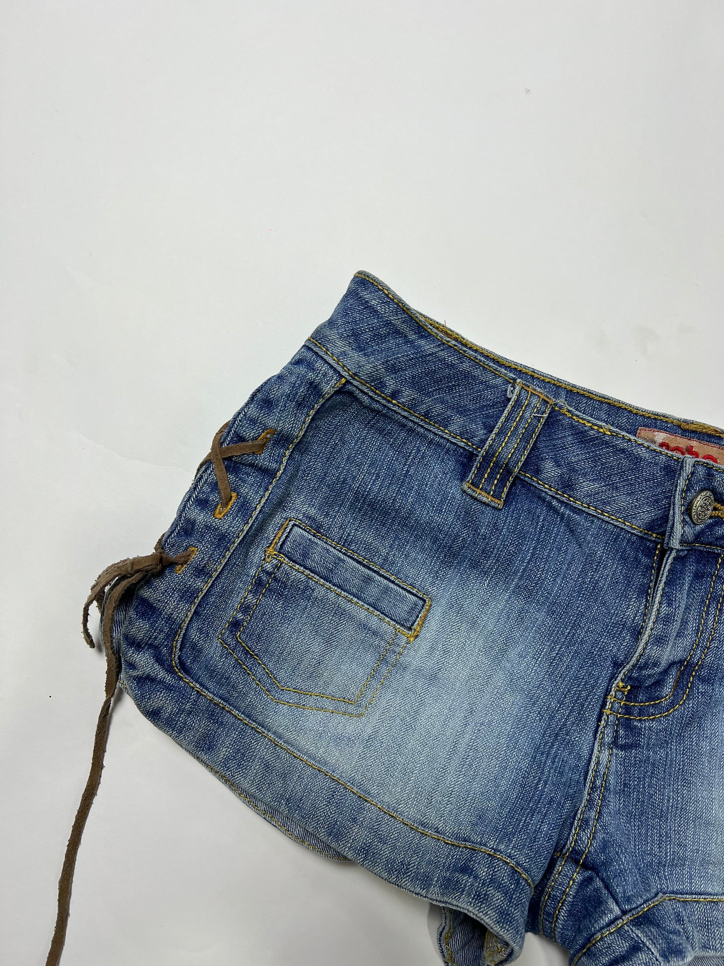 Lace-Up Denim Micro Shorts