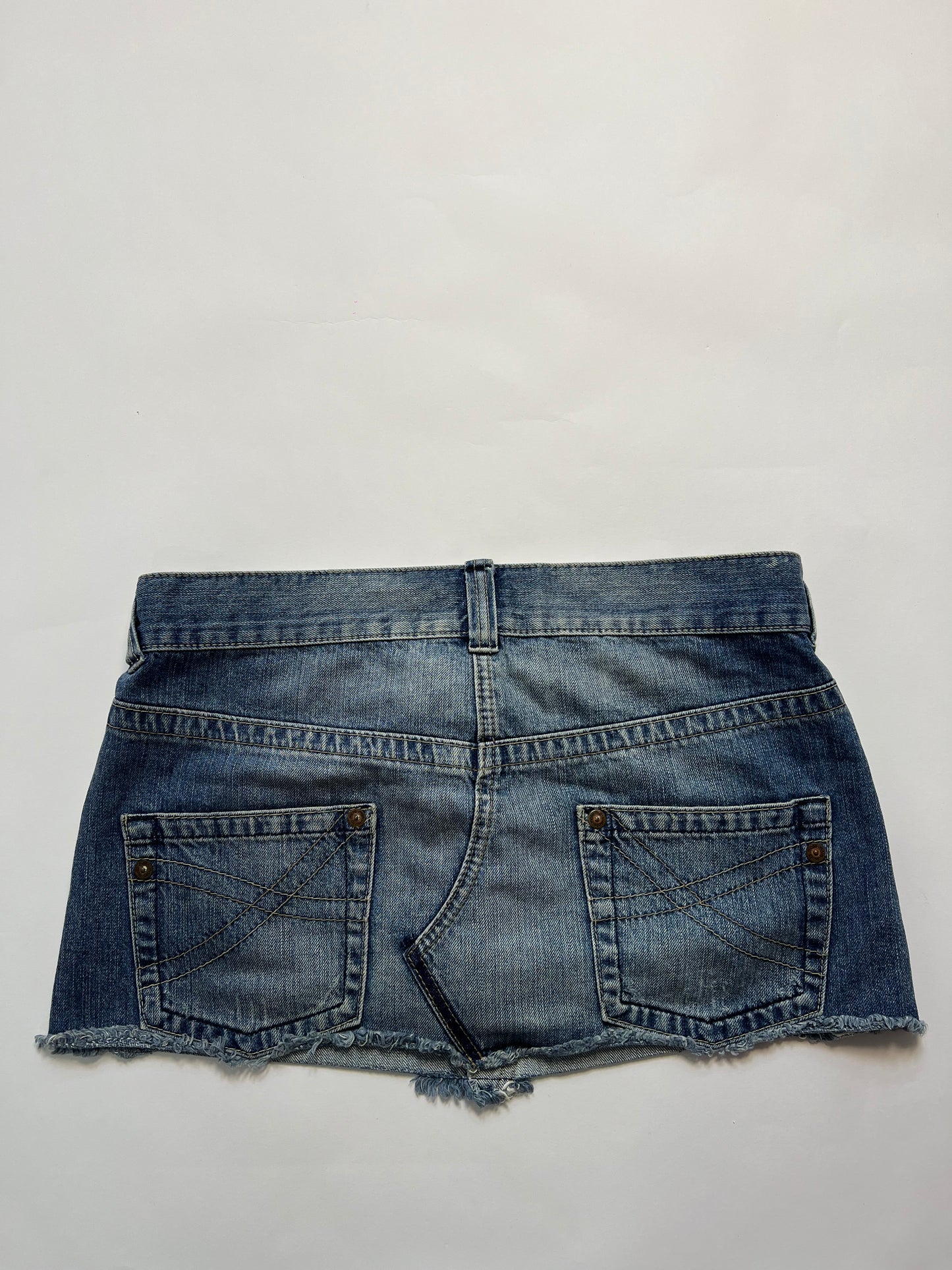 Distressed Denim Micro Mini Skirt