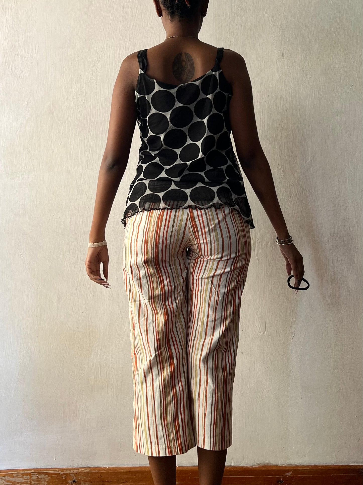 Polka dot mesh top