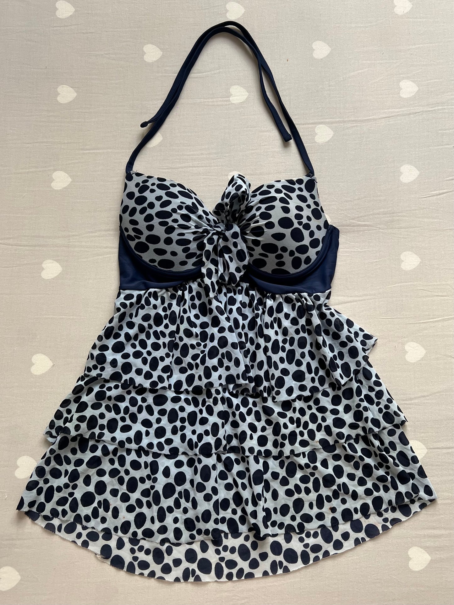 Ruffled mesh halter top