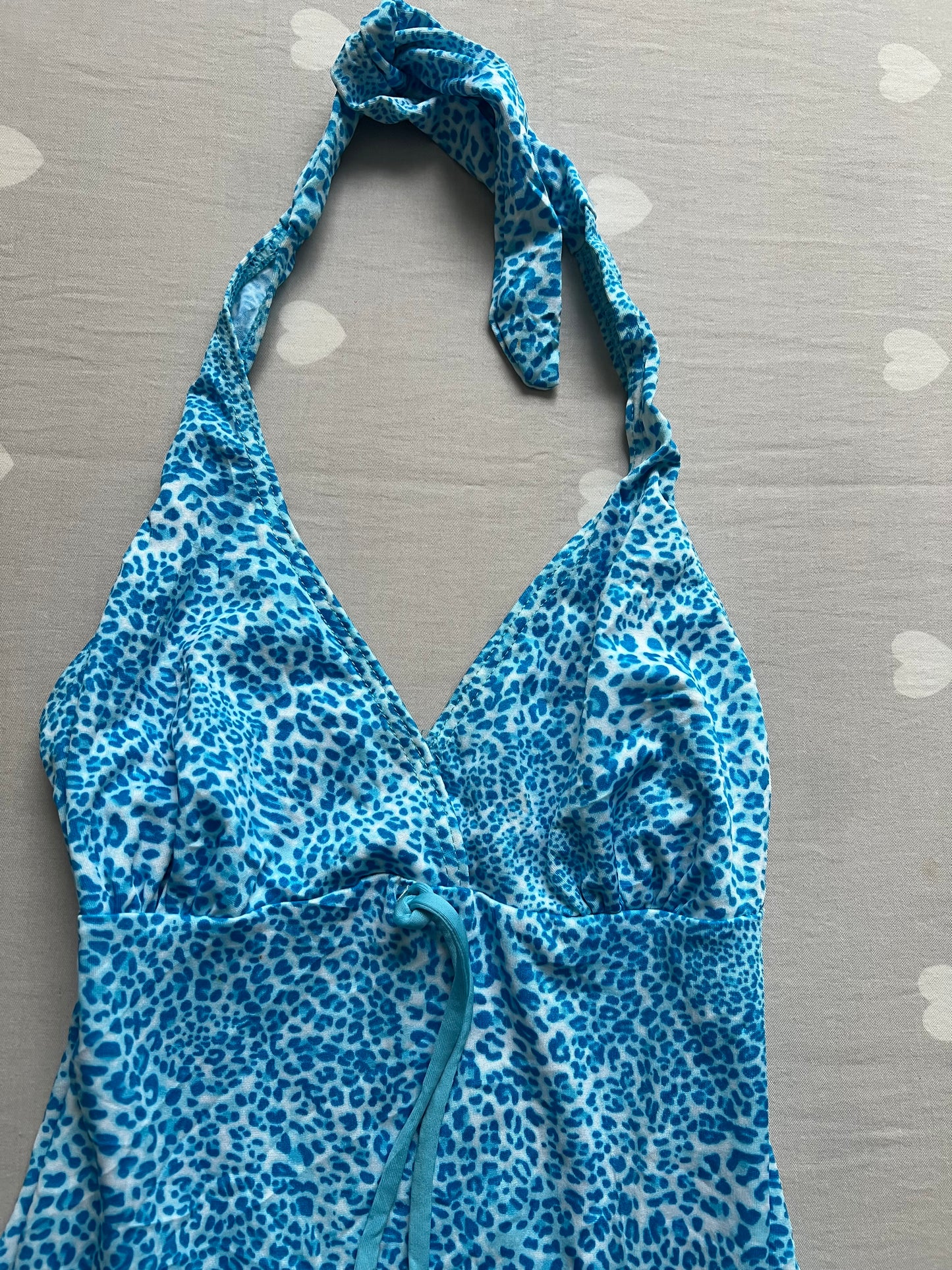 Blue leopard print halter top