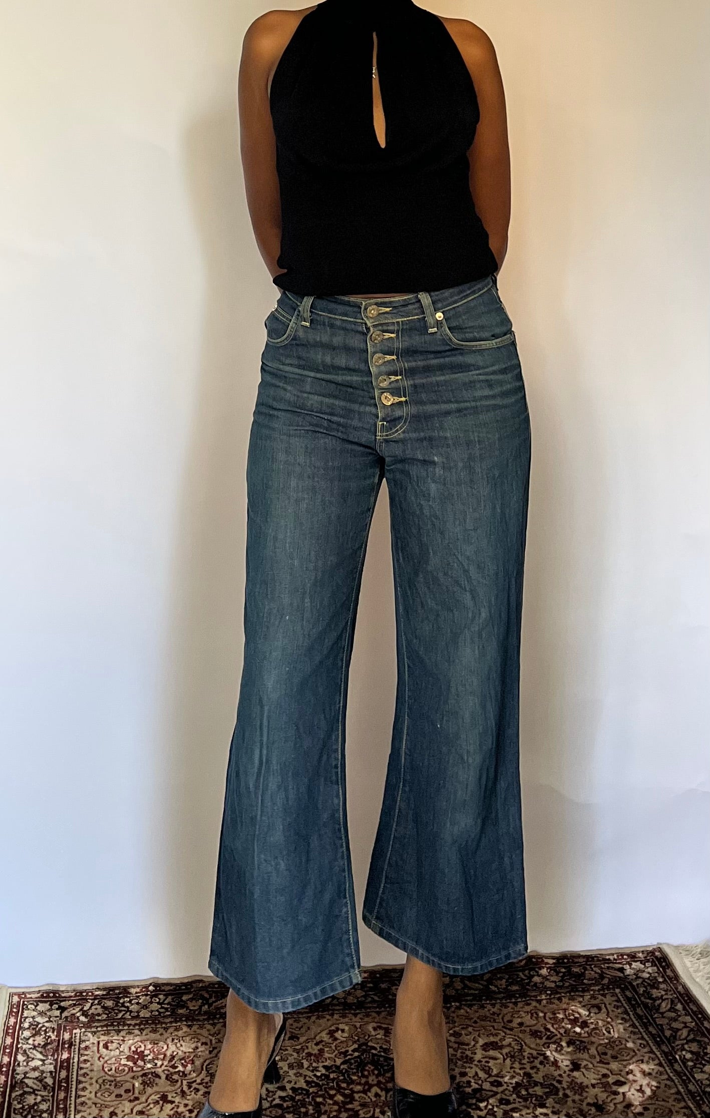 Dark wash wide leg jeans