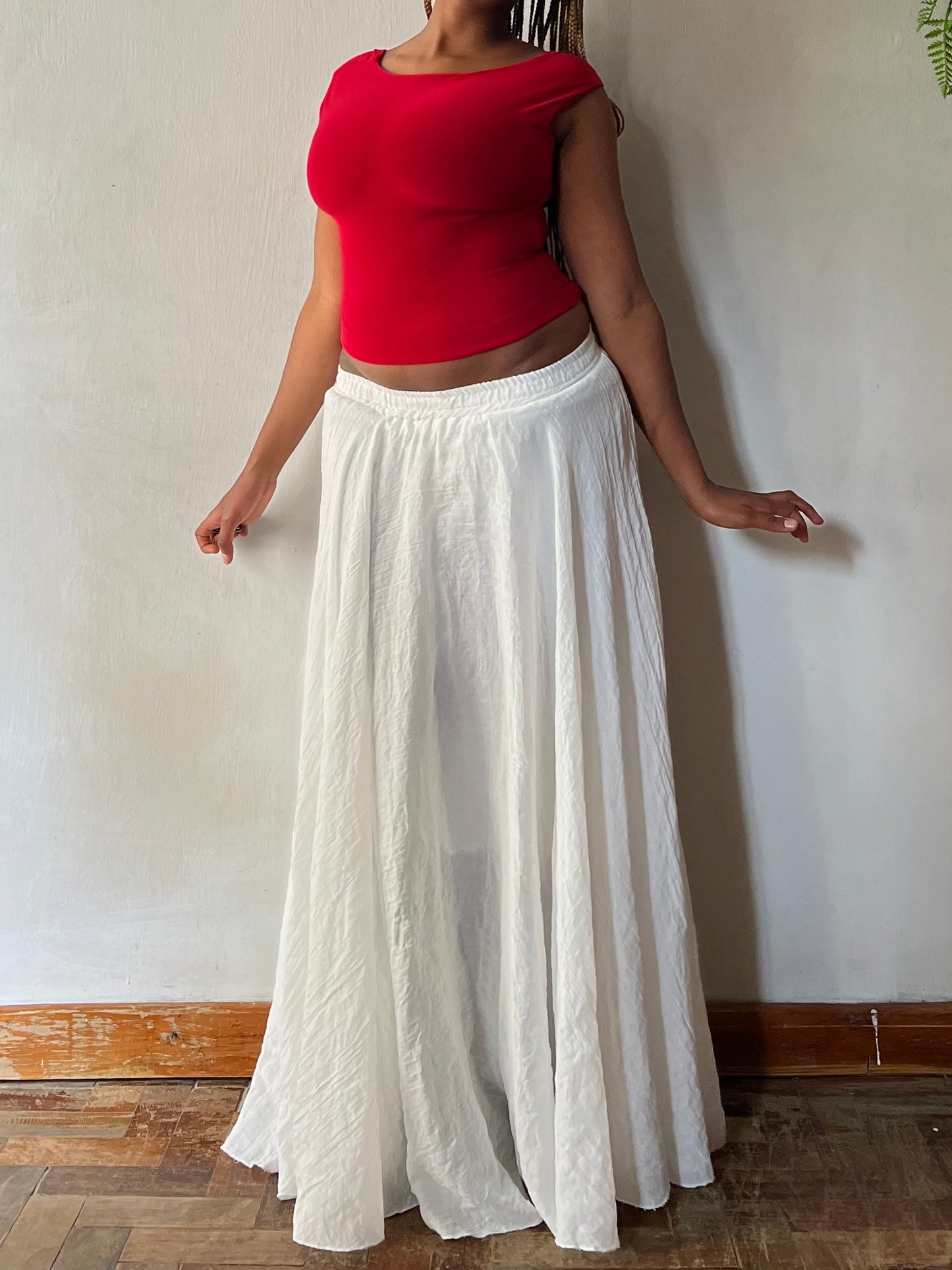 White Cotton Maxi Skirt