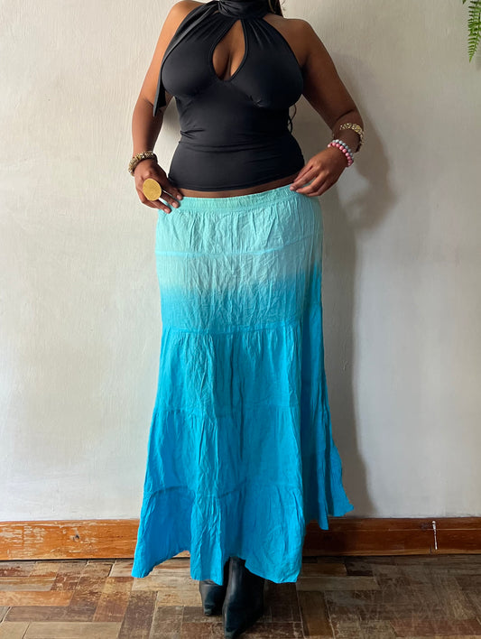 Blue gradient toned maxi skirt