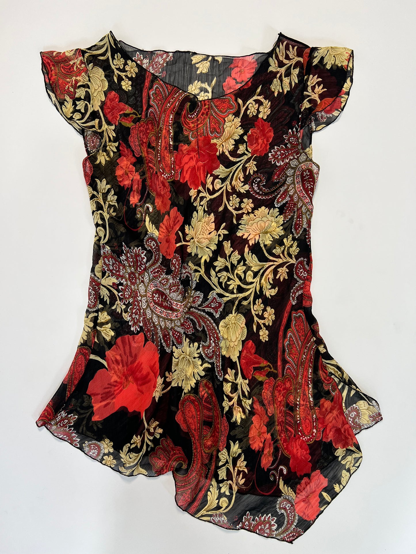 Floral Paisley Asymmetrical Top