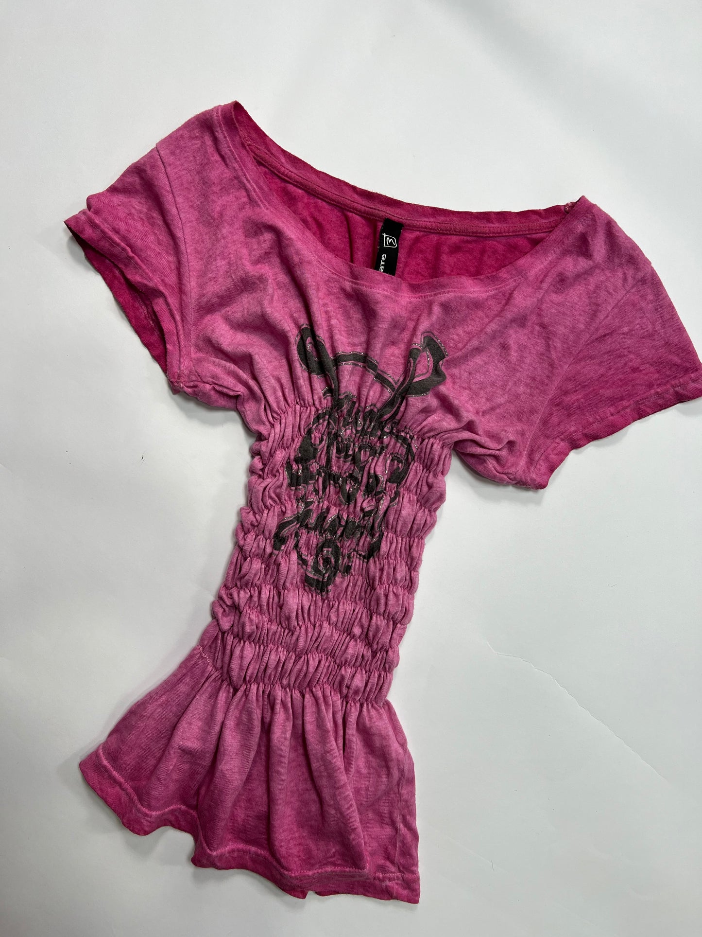 Pink Shirred Tee