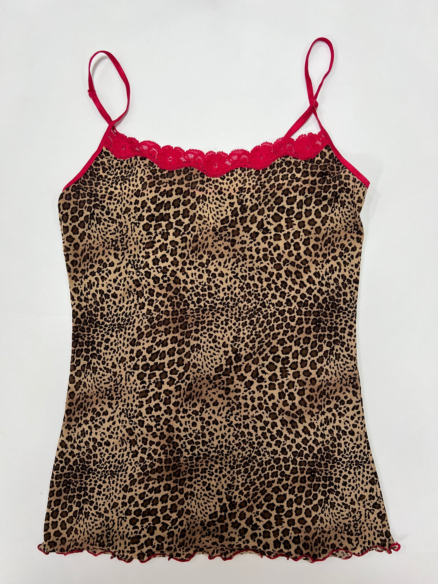 Leopard Print Lace Trim Cami