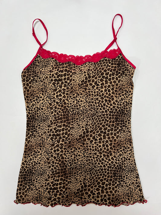 Leopard Print Lace Trim Cami