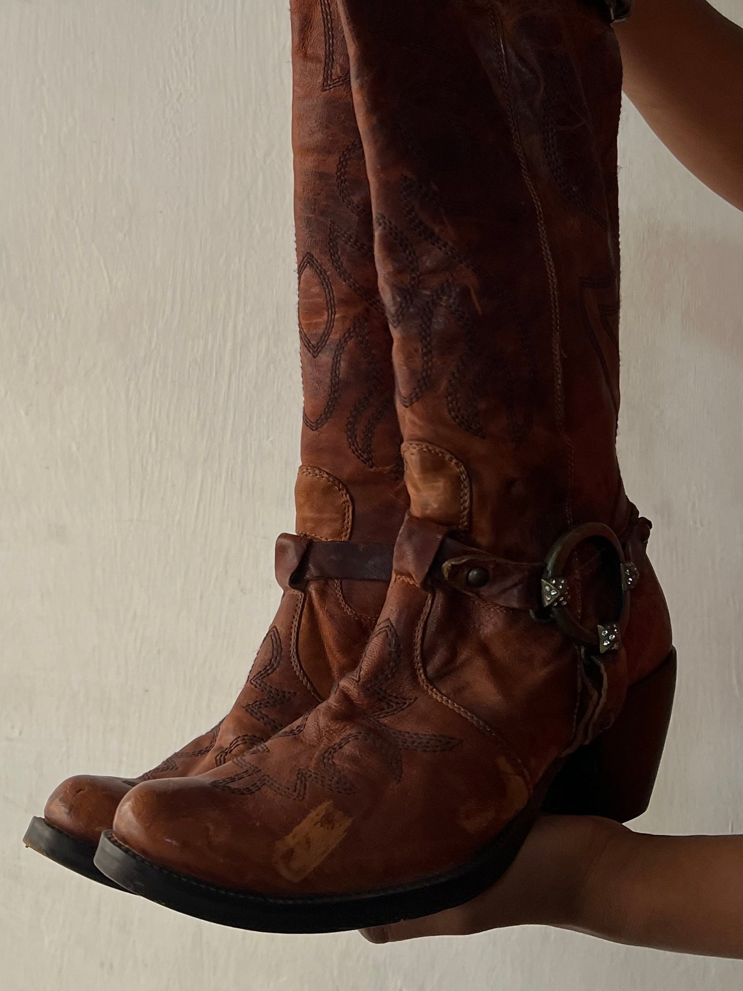 Vintage Italian Leather Cowboy boots
