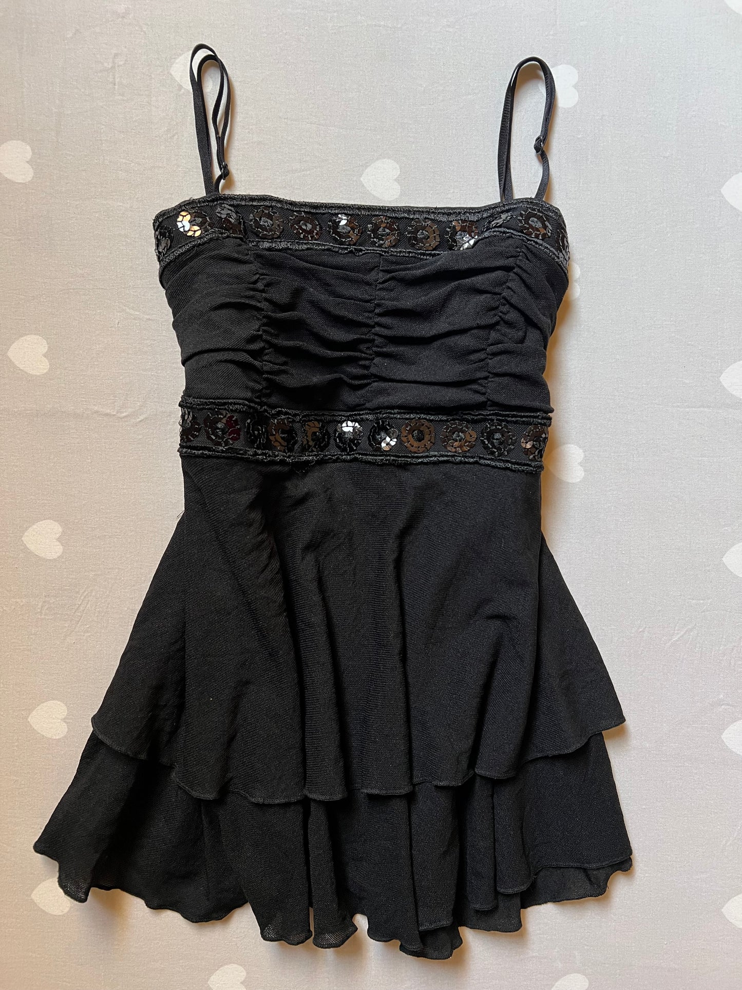 Tiered sequined baby doll cami top