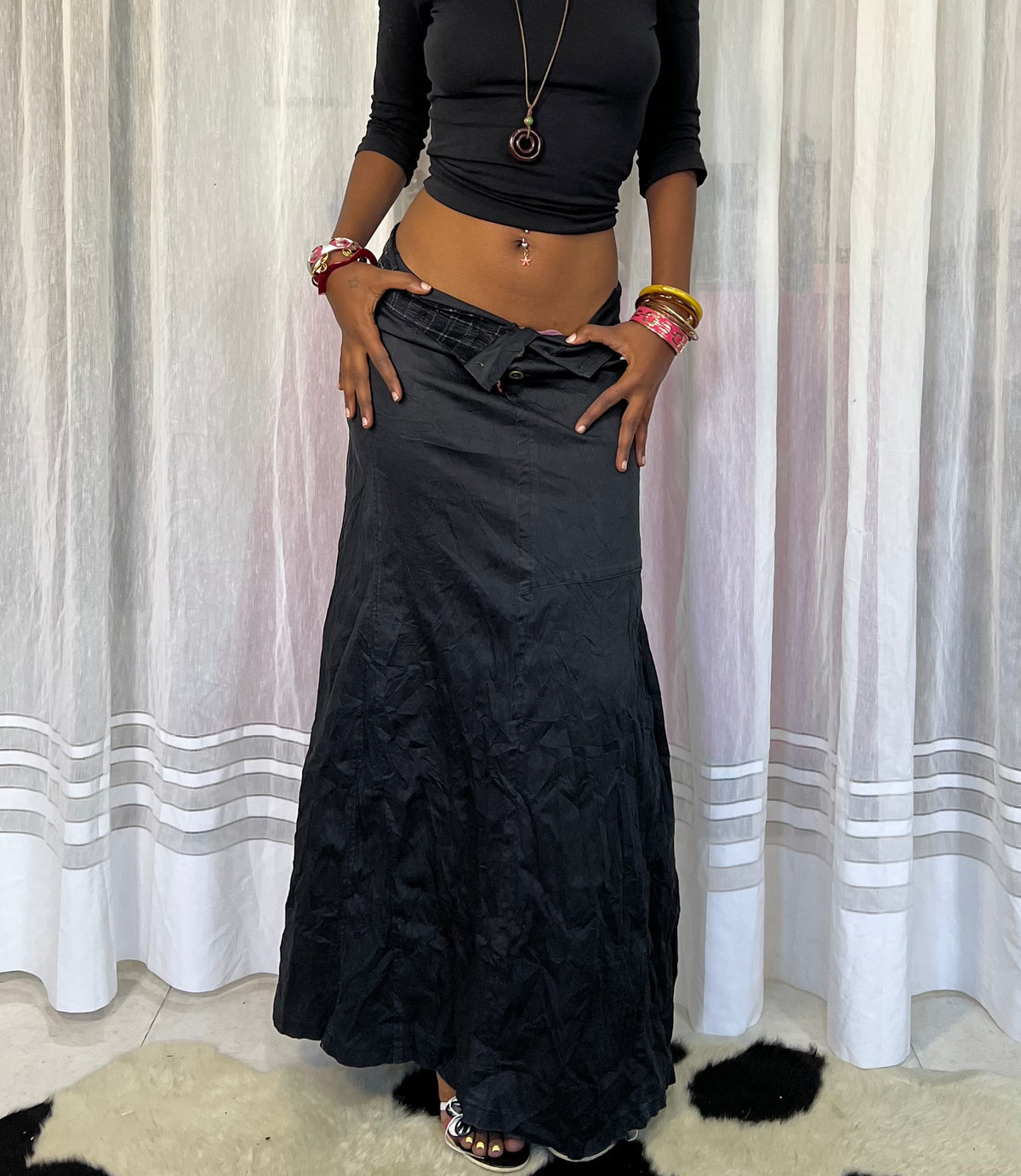 Black Maxi Cargo Skirt