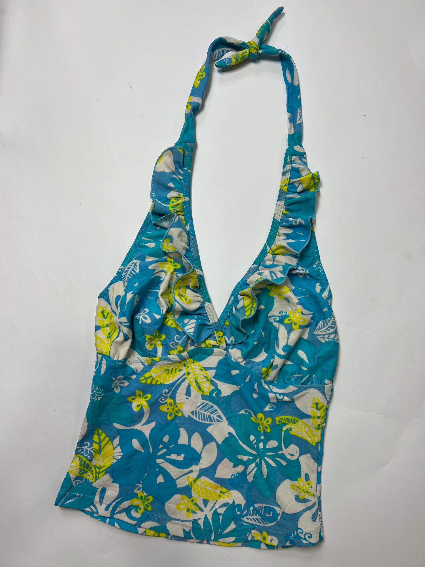 Tropical Ruffle Halter Swim Tankini