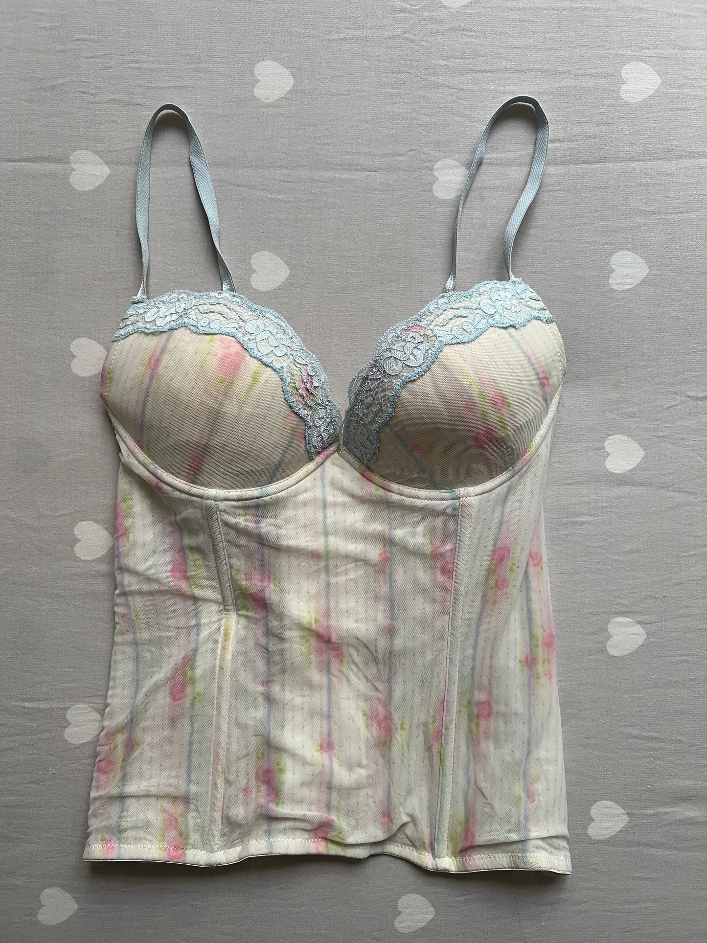 Floral print dainty corset top
