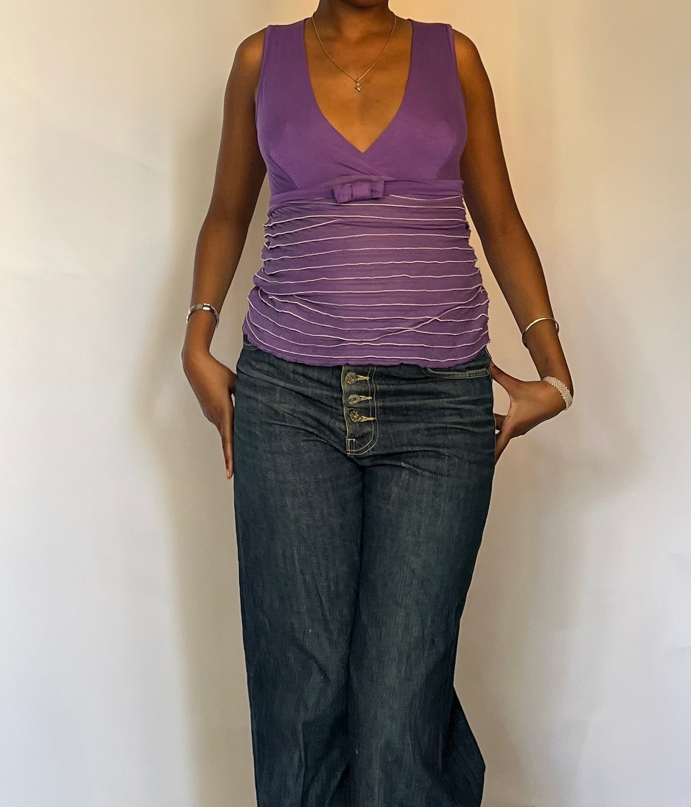 V neck baby doll top