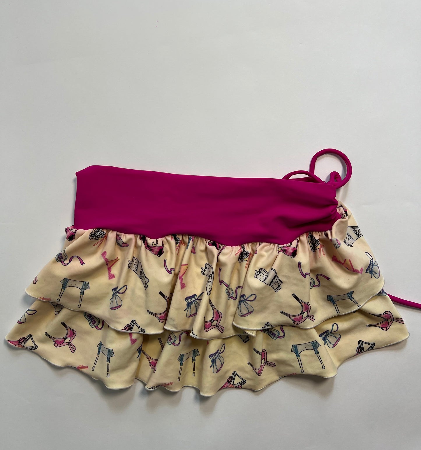 Pink Ruffle Print Mini Skirt