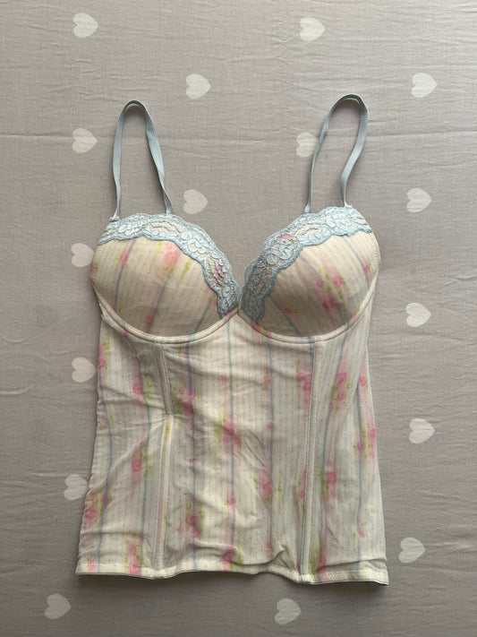 Floral print dainty corset top