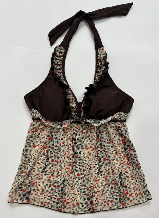Brown Ruffle Halter Top