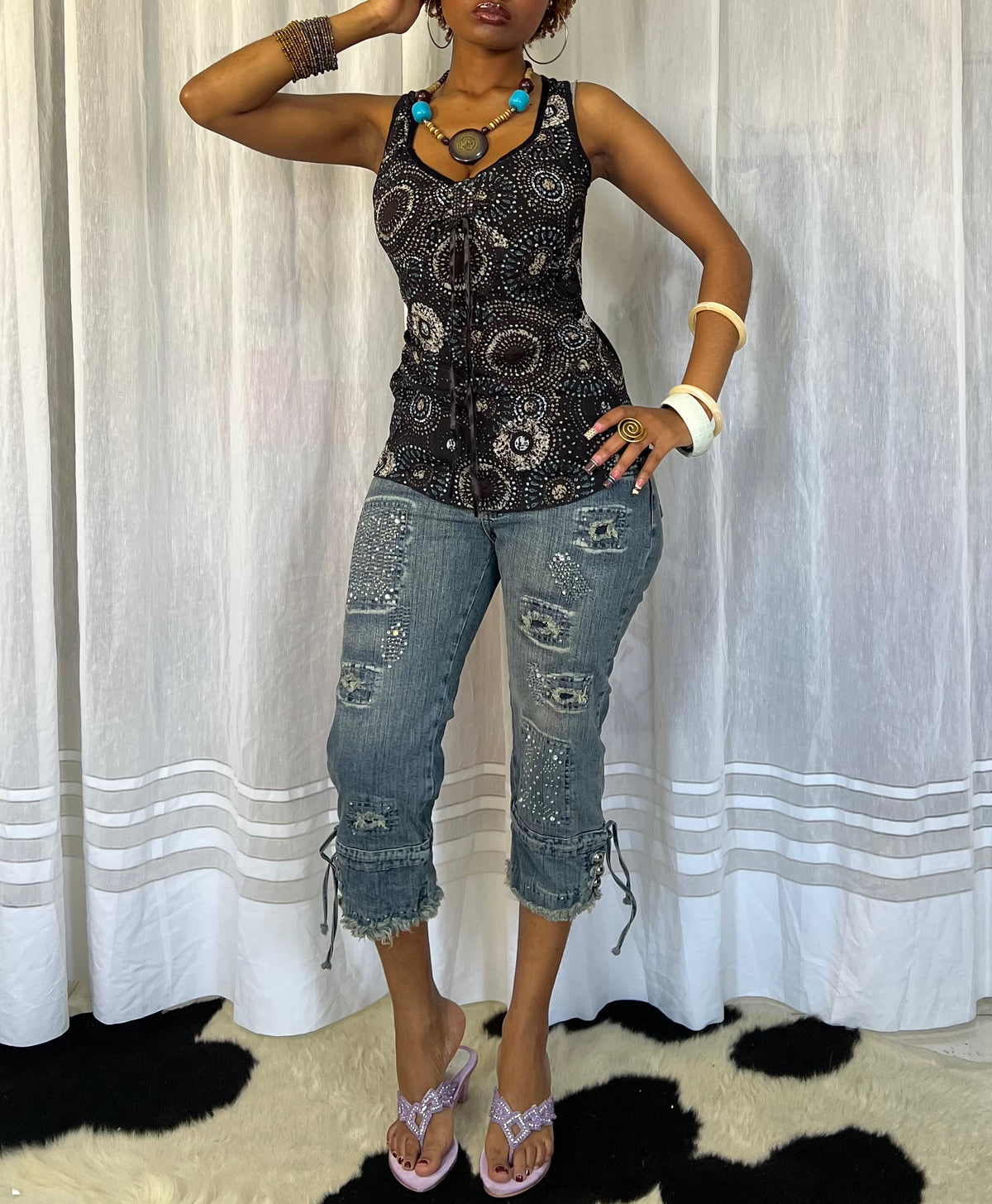 Vintage Paisley Tie-Front Cami