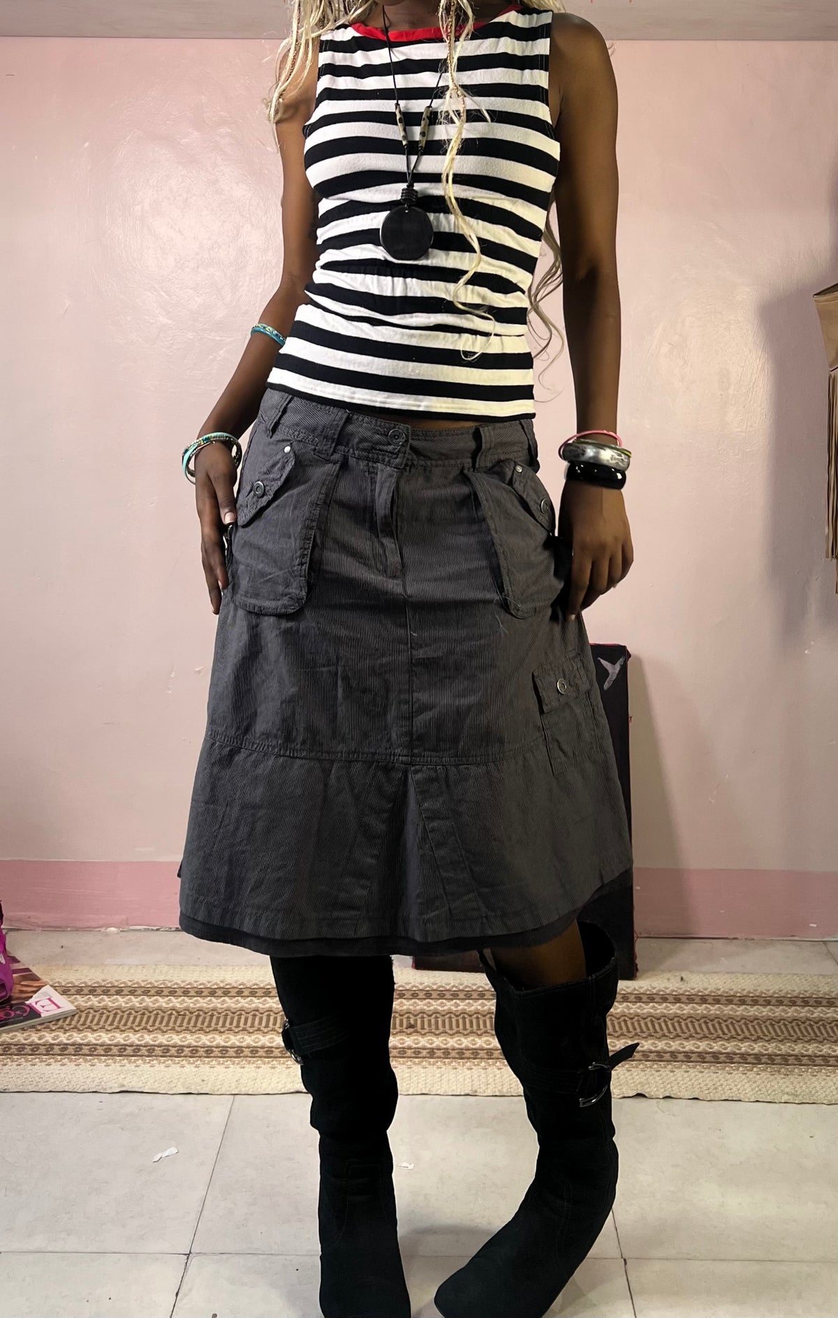 Striped edgy tank