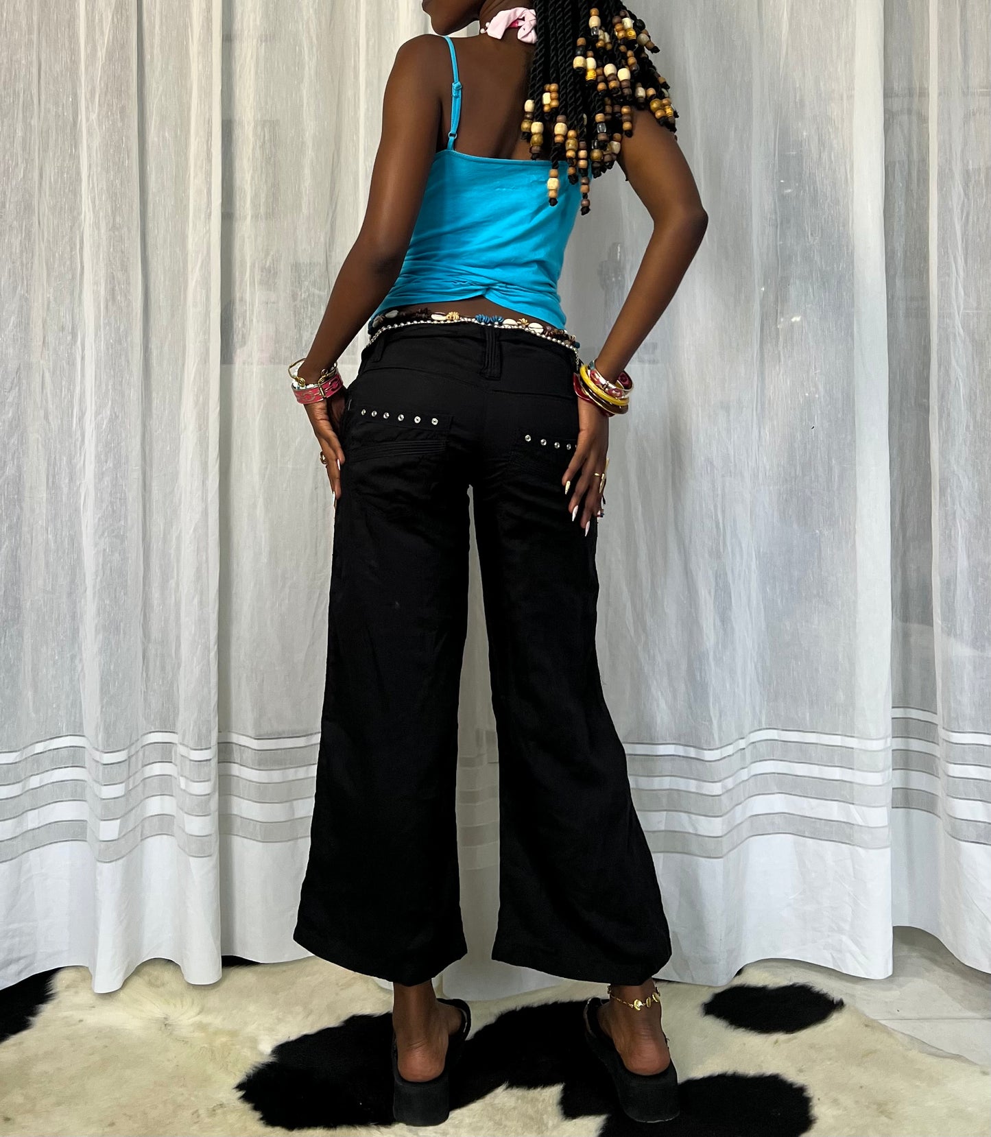 Black Studded Capri Pants