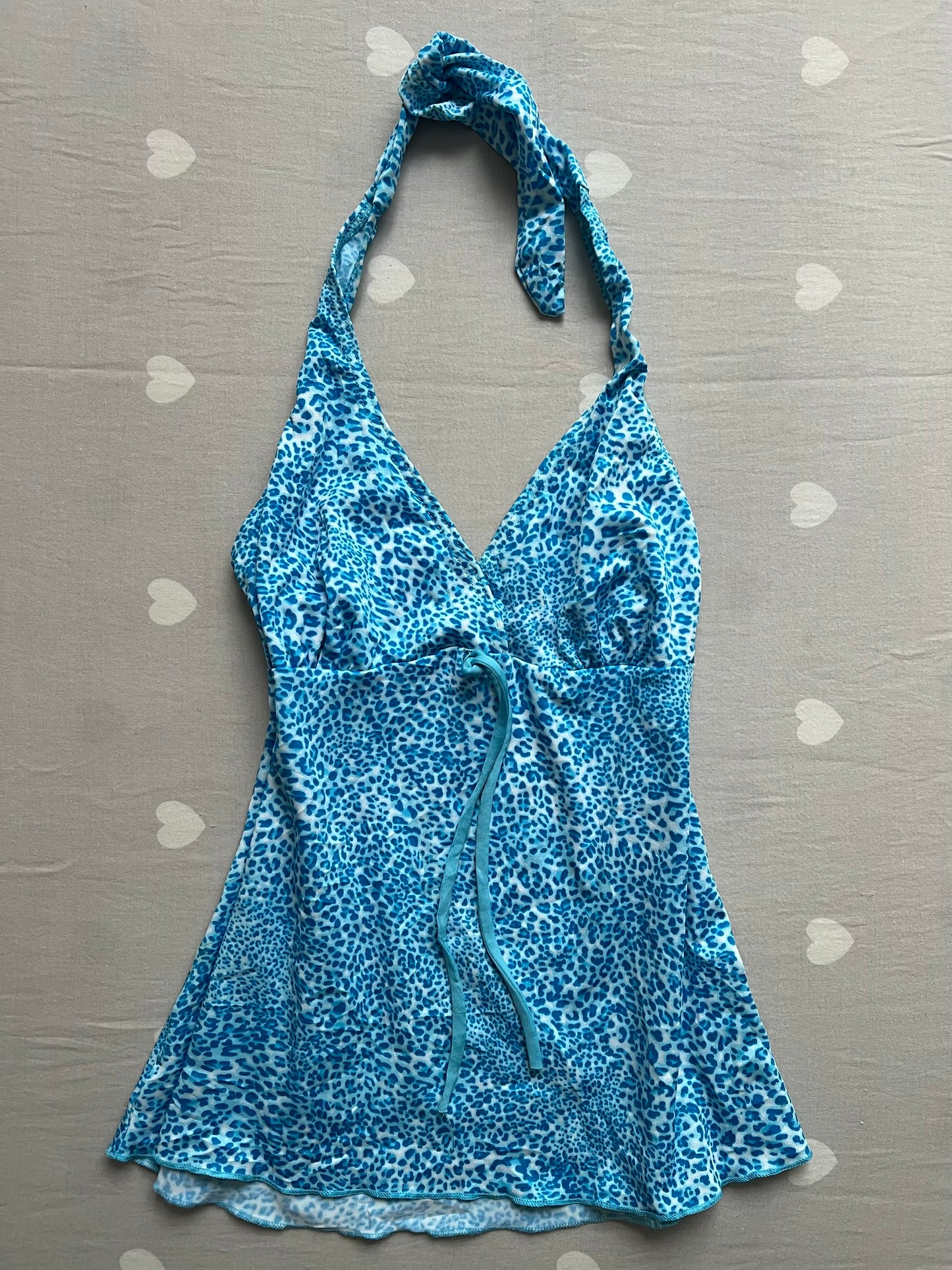 Blue leopard print halter top