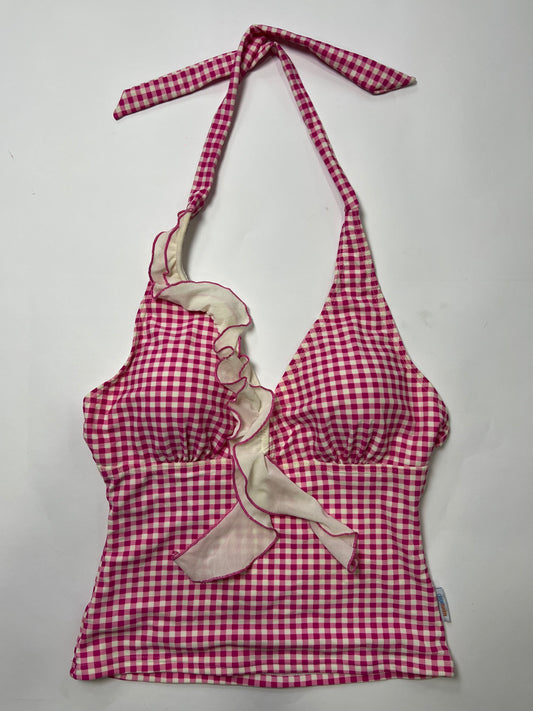 Pink Gingham Ruffle Tankini Halter Top