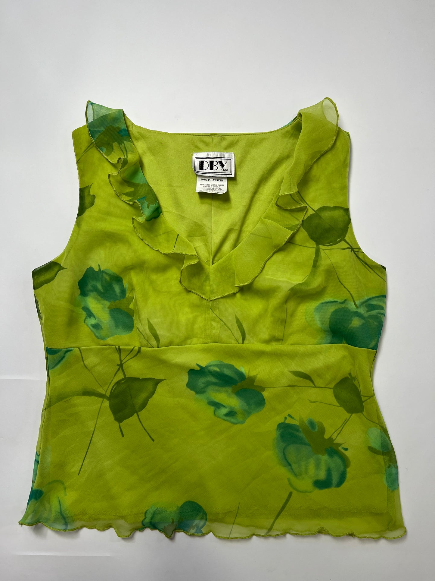 Vintage Floral Chiffon Ruffle Top