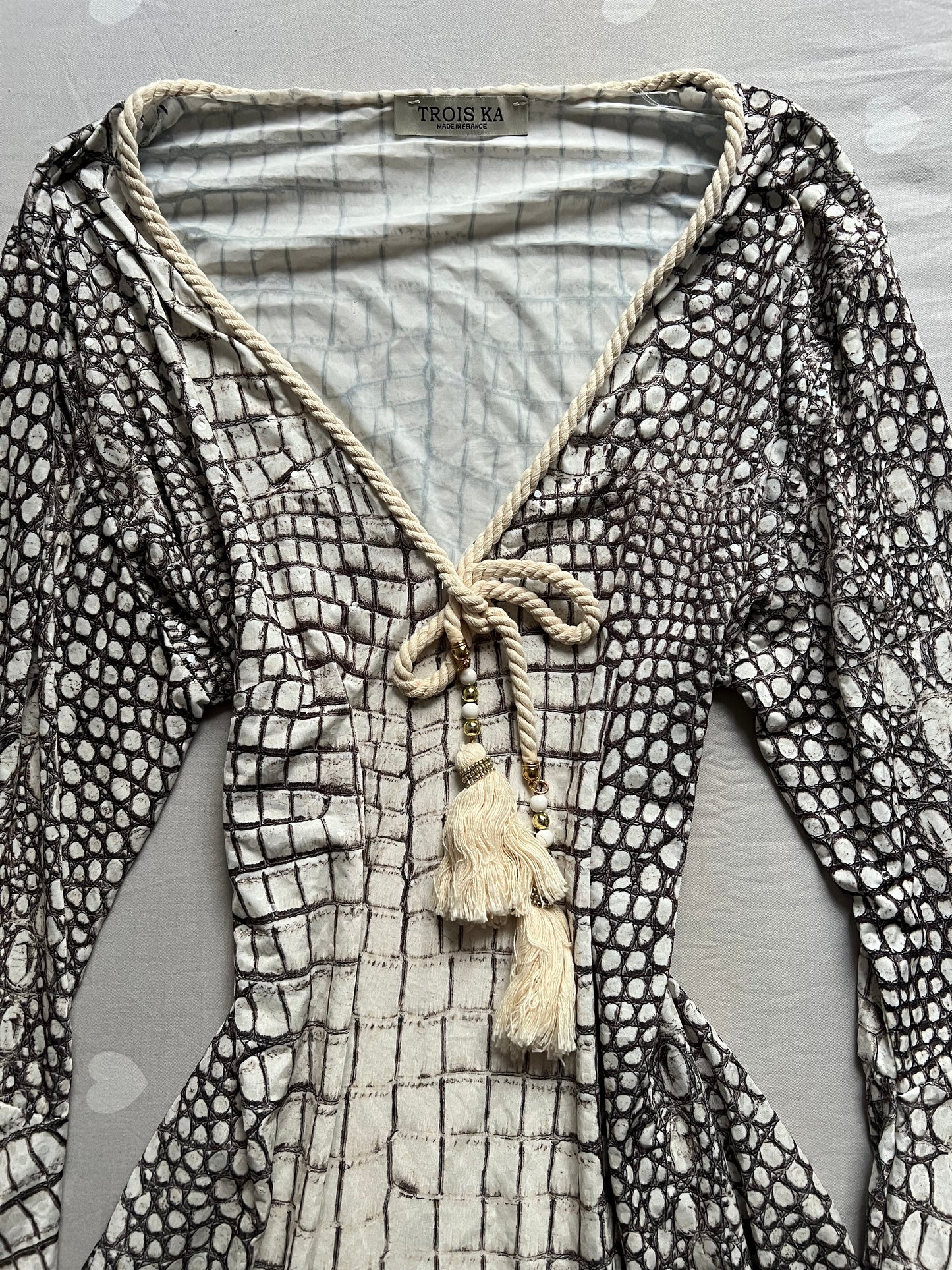 Crocodile Print Boho Long Sleeve Top