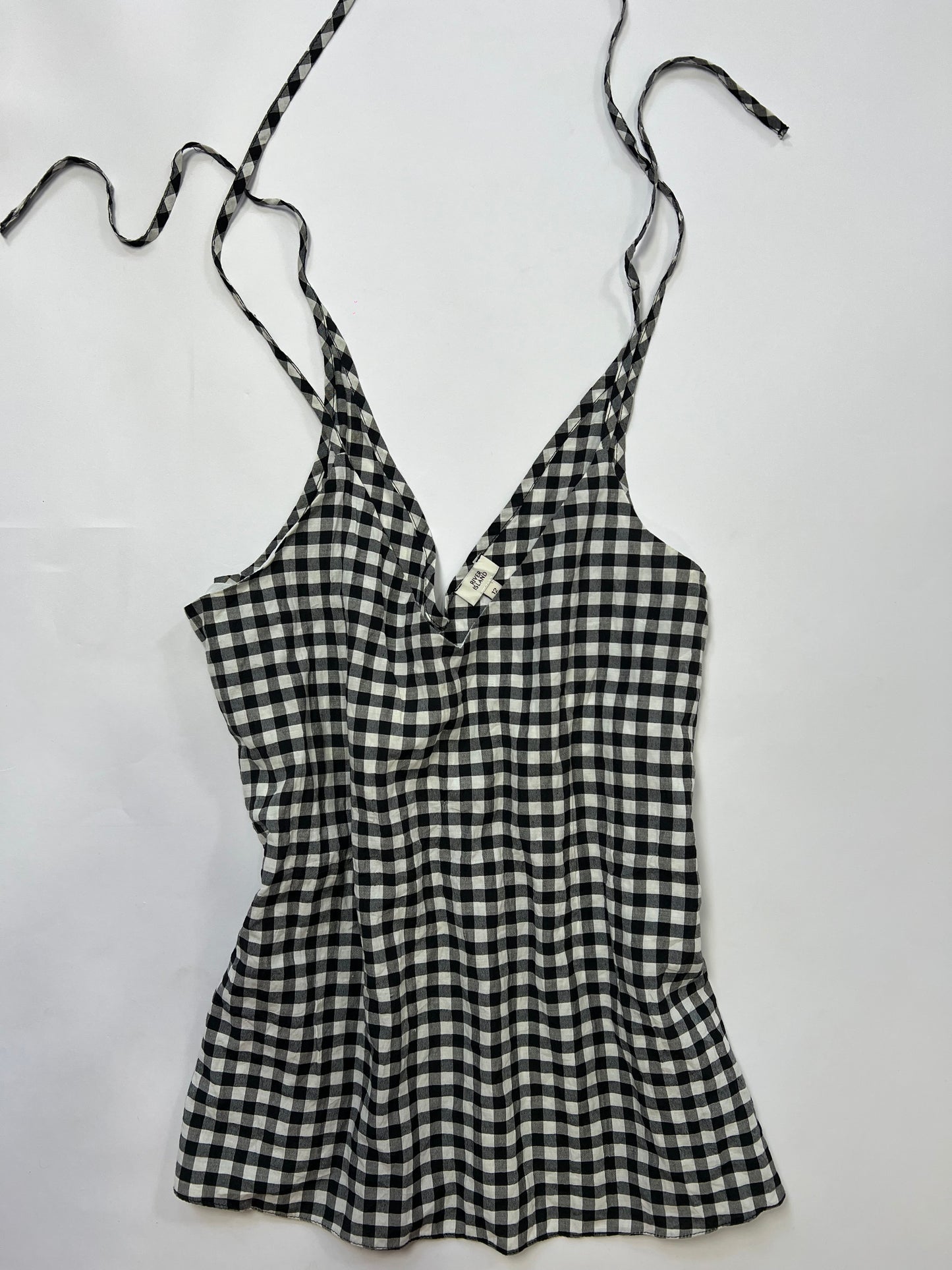Gingham Tie-Shoulder Top