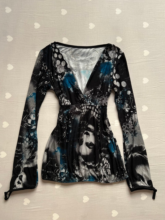 Graphic y2k baby doll top
