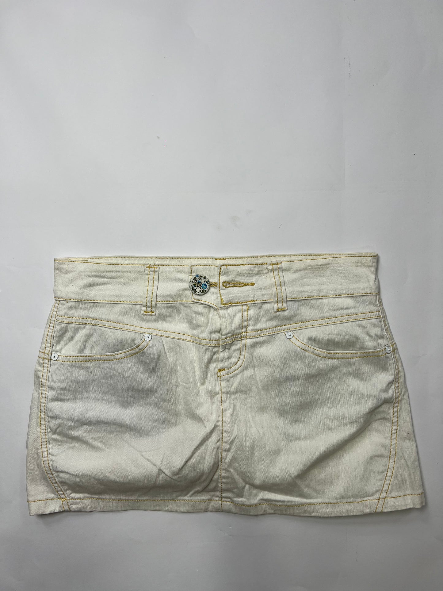 White Denim Mini Skirt