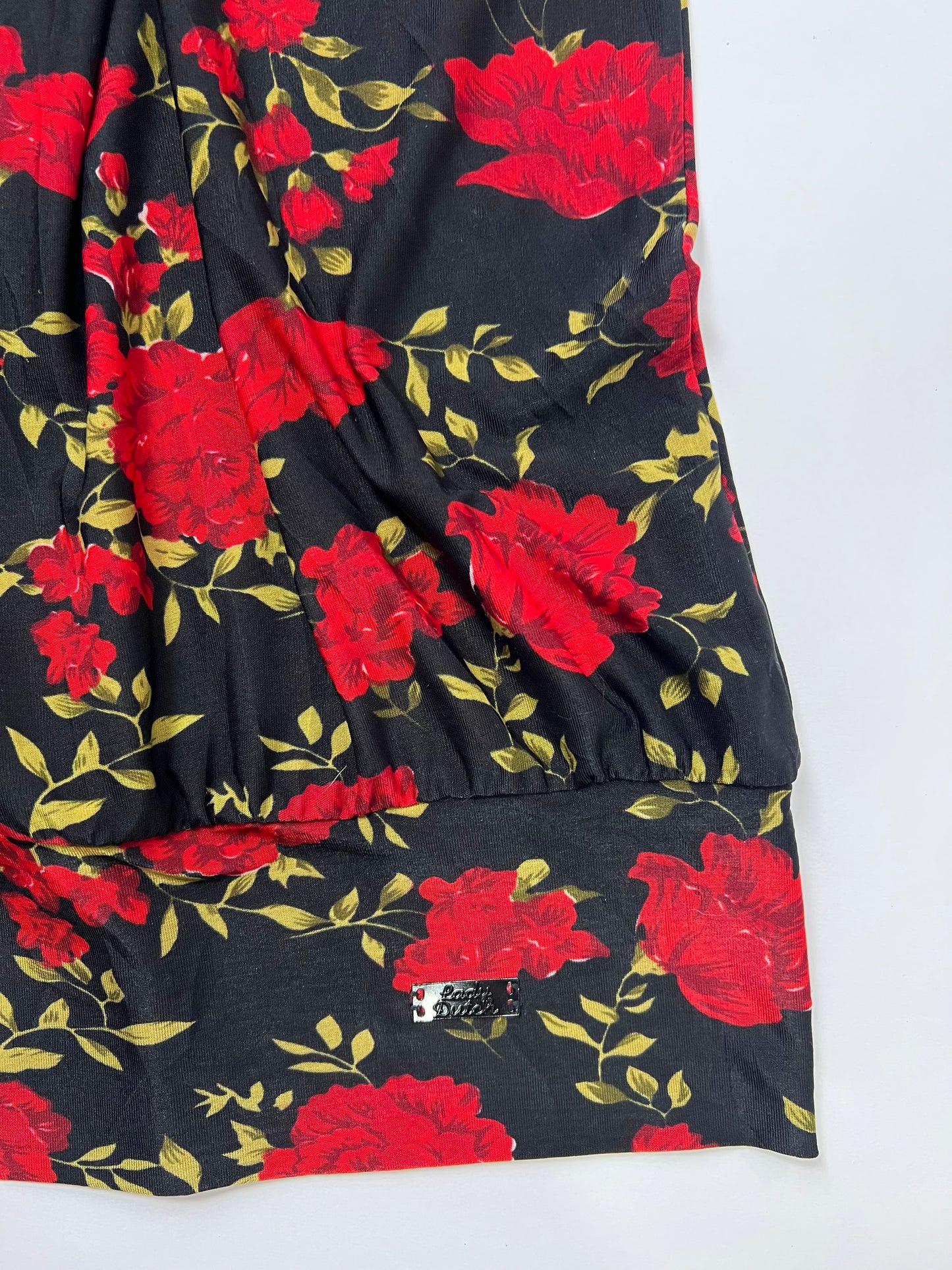 Black & Red Floral Halter Bandeau Top