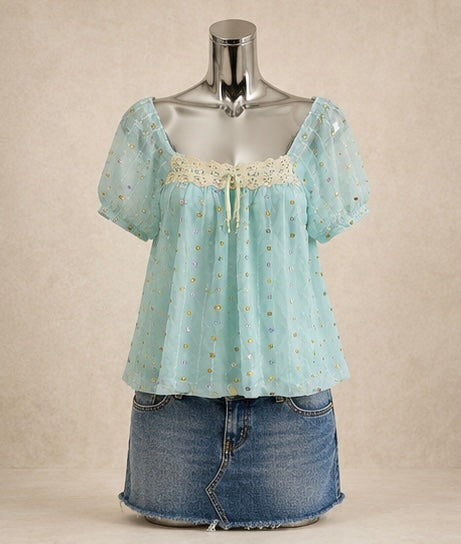 Mint Sequin Babydoll Dress