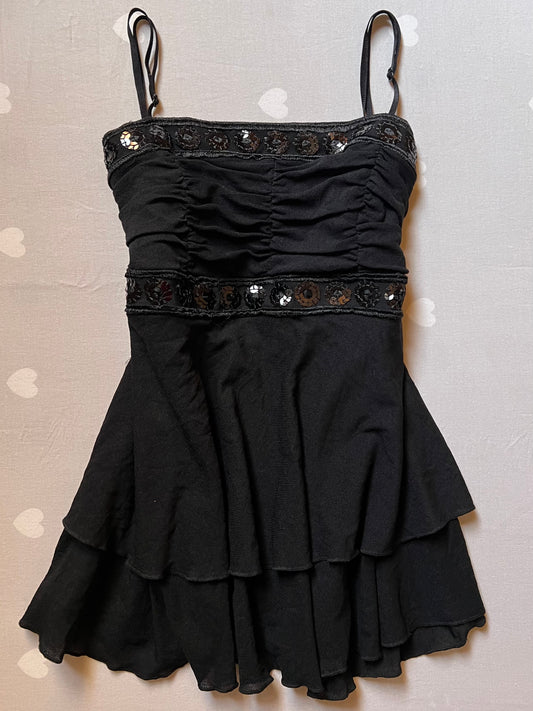 Tiered sequined baby doll cami top