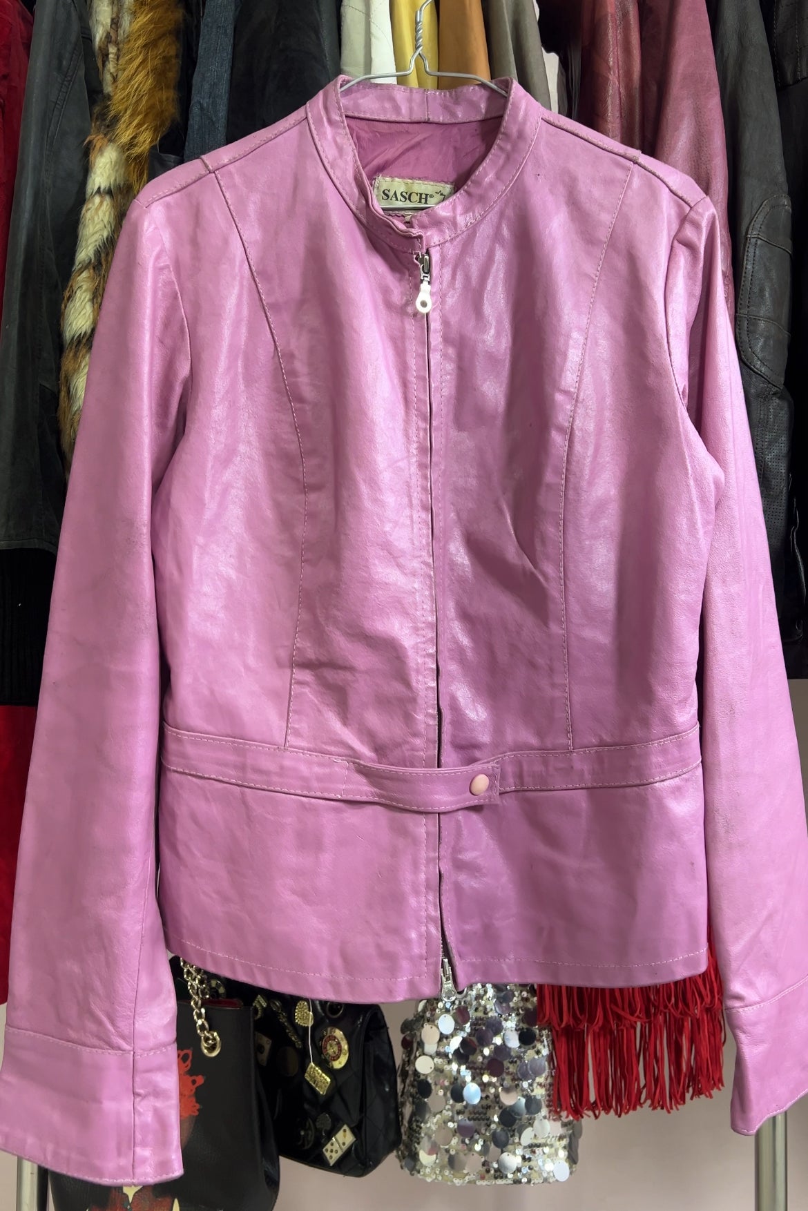 Pink leather jacket