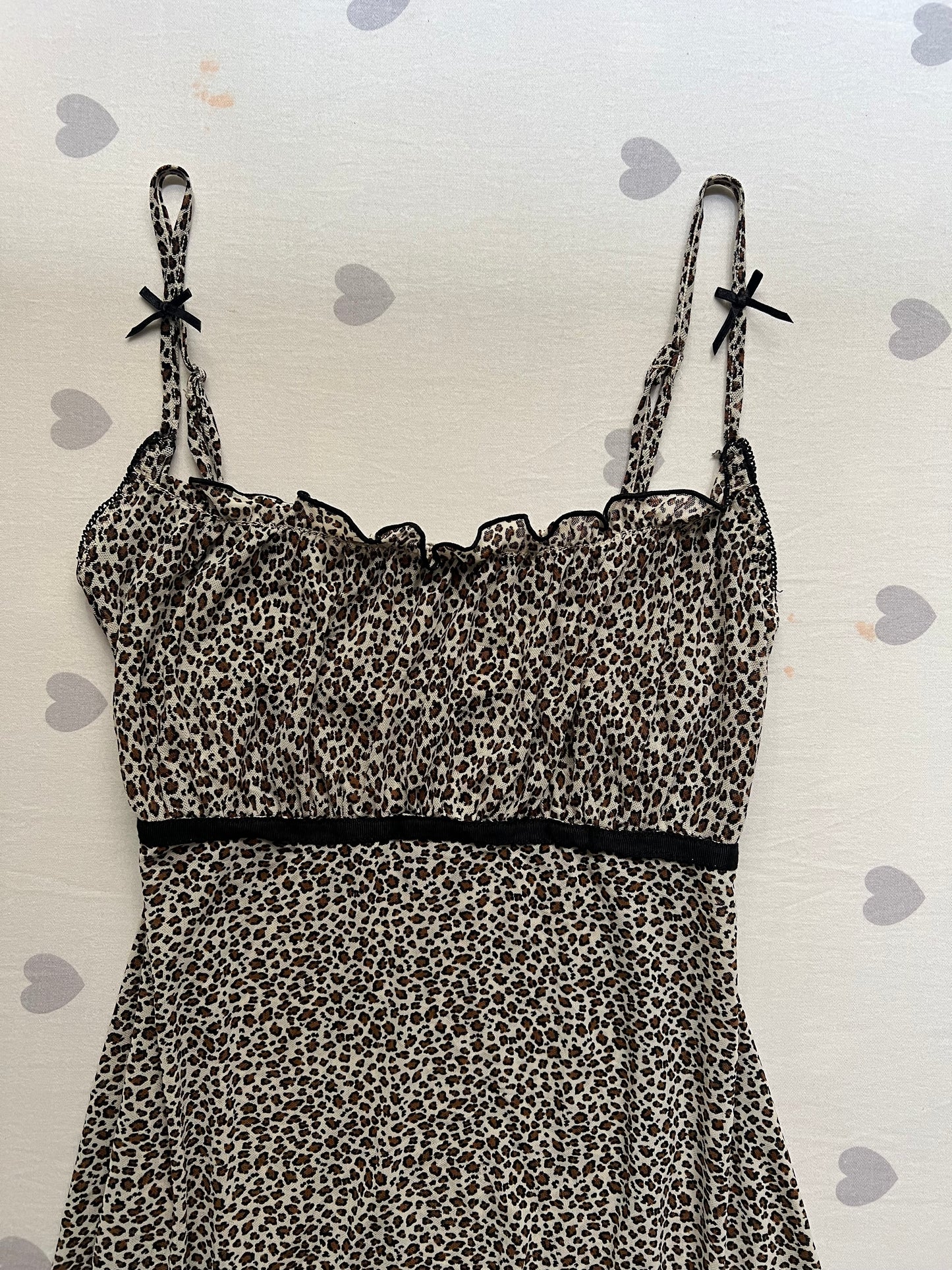 Y2k leopard print baby dol slip dress