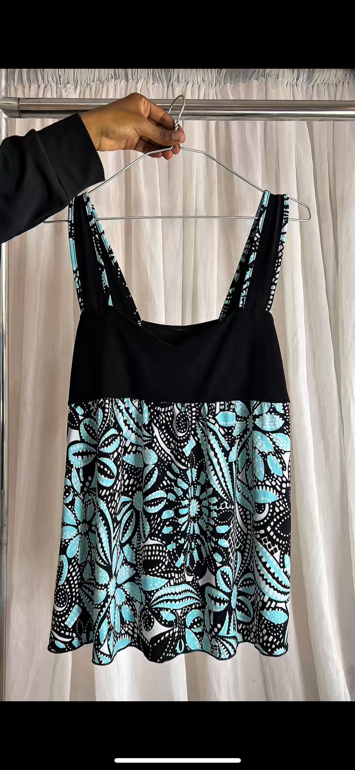 Aqua Floral Babydoll Top