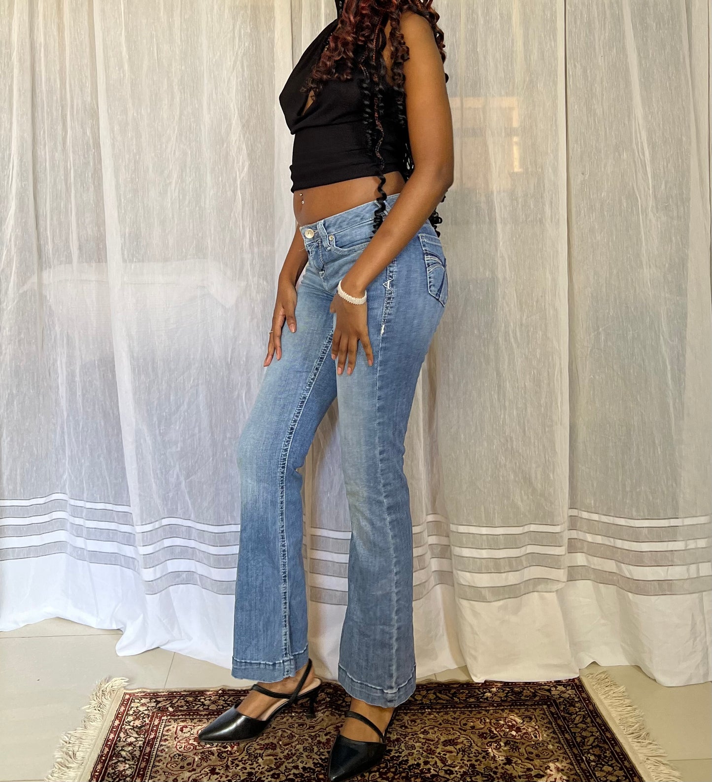 Low rise boot cut jeans