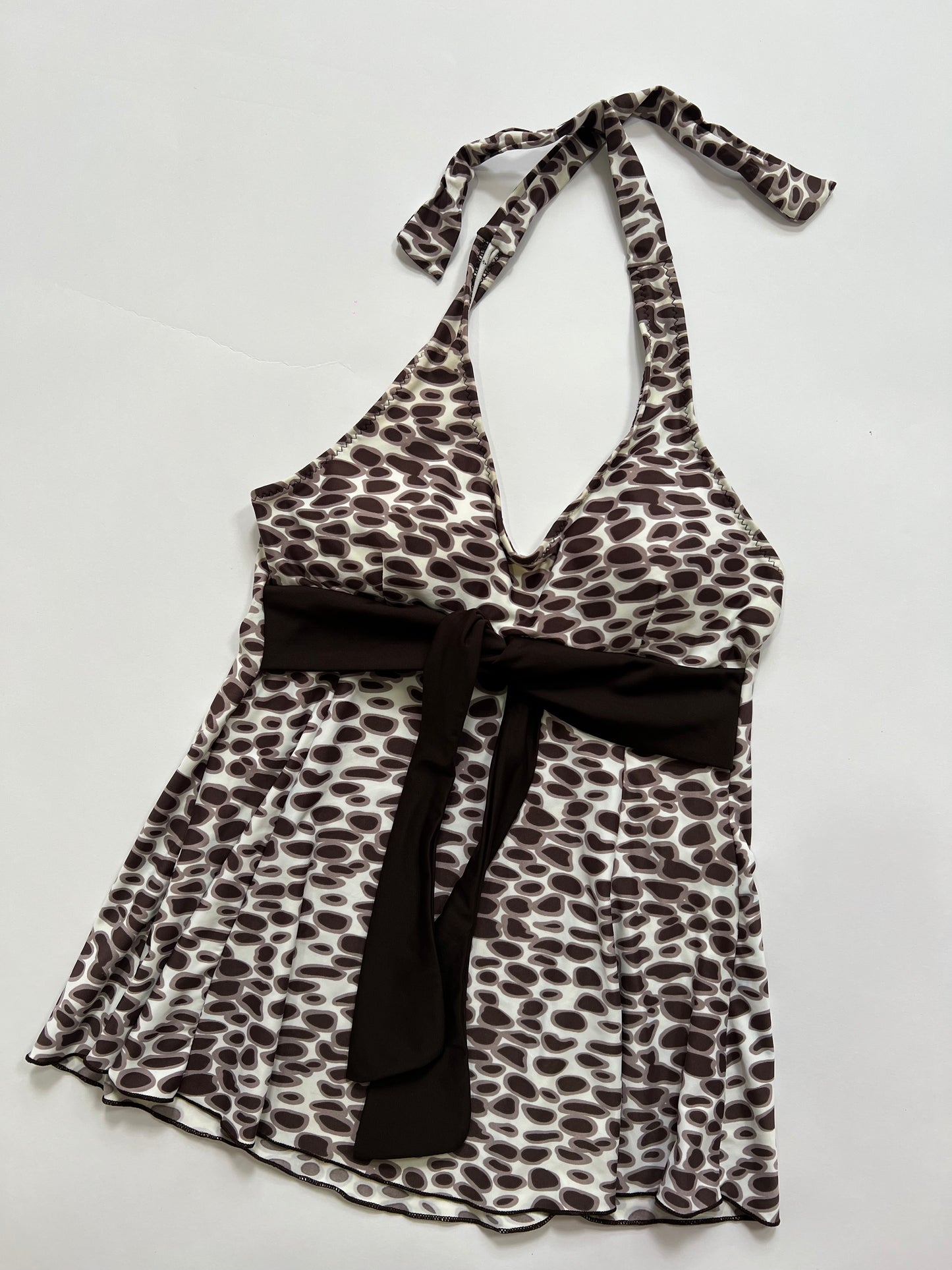 Brown Abstract Print Tankini Halter